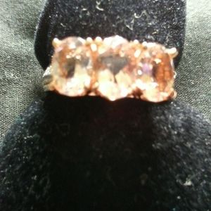 3 stone Morganite  diamond ring